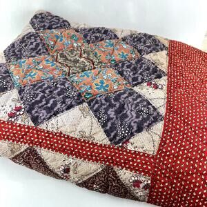 Antique Handmade Block Square Quilt 80 x 72